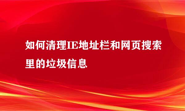 如何清理IE地址栏和网页搜索里的垃圾信息