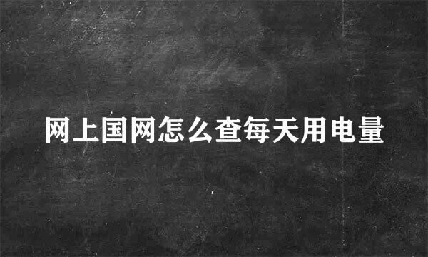 网上国网怎么查每天用电量