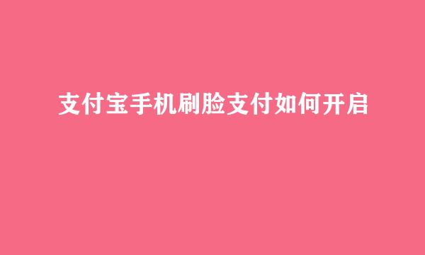支付宝手机刷脸支付如何开启