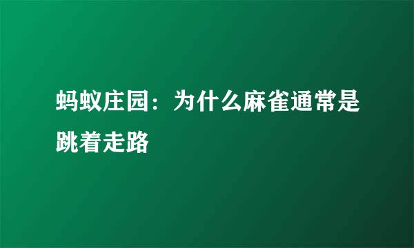蚂蚁庄园：为什么麻雀通常是跳着走路