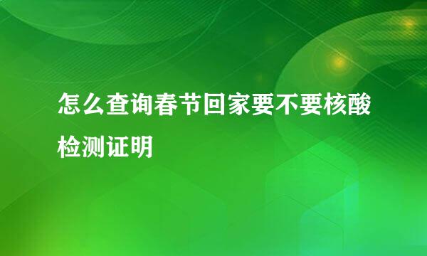 怎么查询春节回家要不要核酸检测证明