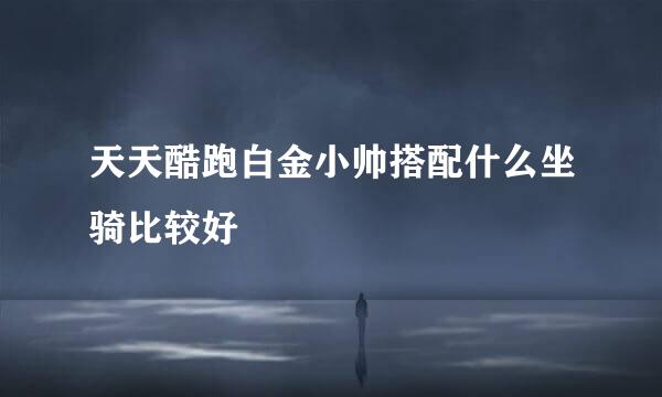 天天酷跑白金小帅搭配什么坐骑比较好
