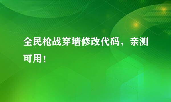 全民枪战穿墙修改代码，亲测可用！