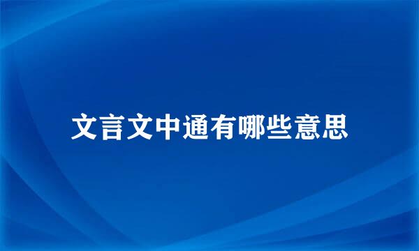 文言文中通有哪些意思
