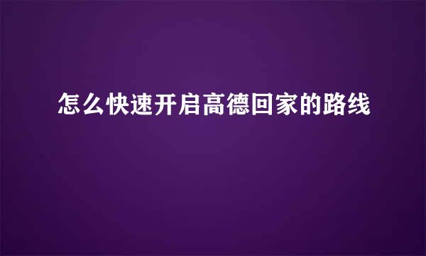 怎么快速开启高德回家的路线