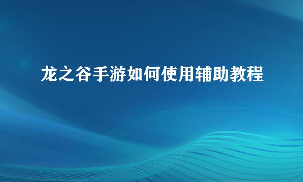 龙之谷手游如何使用辅助教程