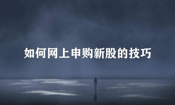 如何网上申购新股的技巧