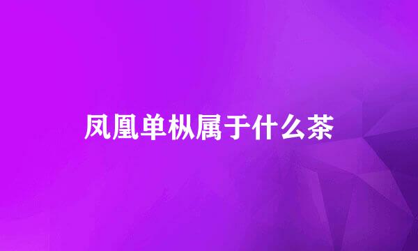 凤凰单枞属于什么茶
