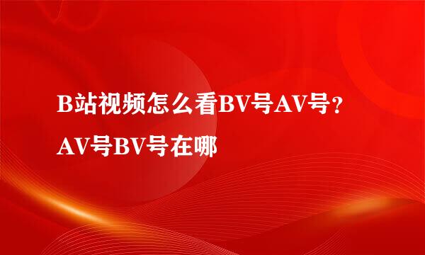 B站视频怎么看BV号AV号？AV号BV号在哪
