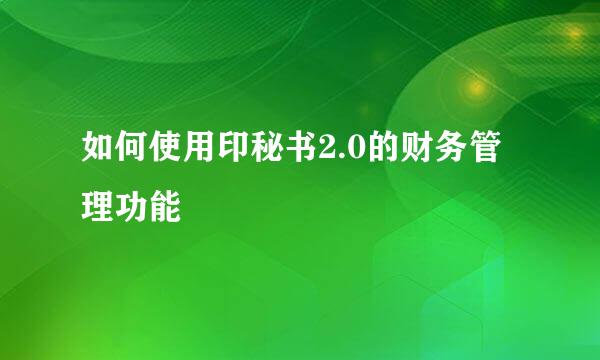 如何使用印秘书2.0的财务管理功能