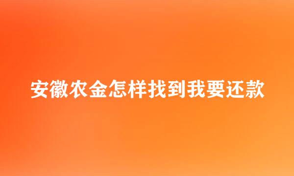 安徽农金怎样找到我要还款