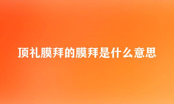 顶礼膜拜的膜拜是什么意思