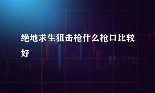 绝地求生狙击枪什么枪口比较好