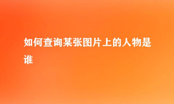 如何查询某张图片上的人物是谁