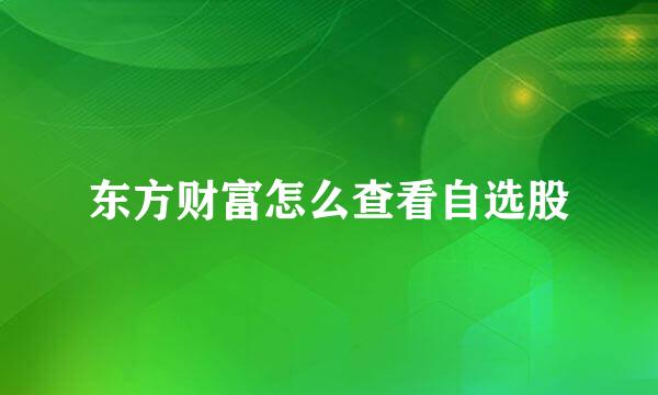 东方财富怎么查看自选股