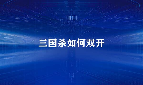三国杀如何双开