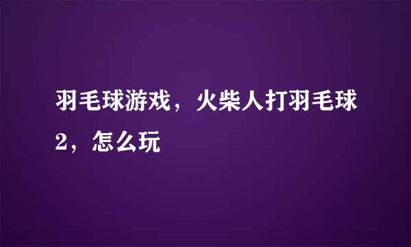 羽毛球游戏，火柴人打羽毛球2，怎么玩