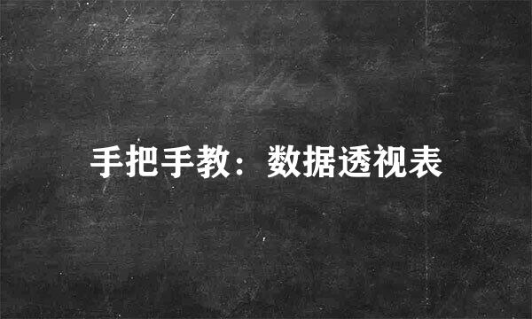 手把手教：数据透视表