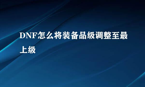 DNF怎么将装备品级调整至最上级
