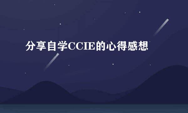 分享自学CCIE的心得感想