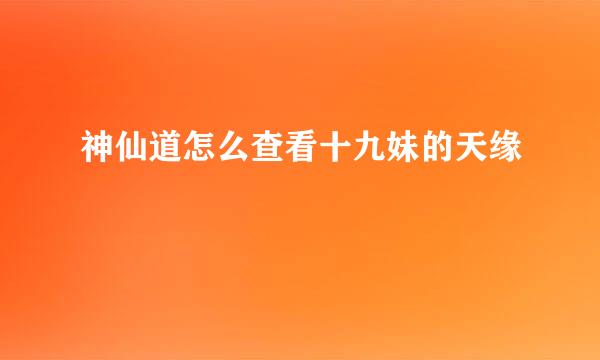 神仙道怎么查看十九妹的天缘