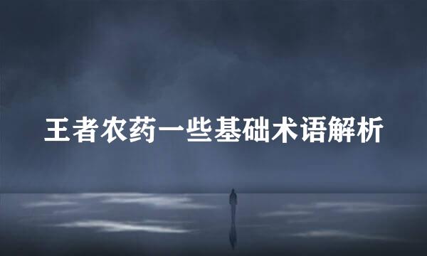 王者农药一些基础术语解析