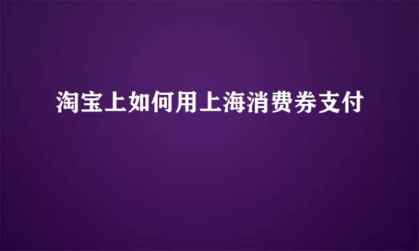 淘宝上如何用上海消费券支付