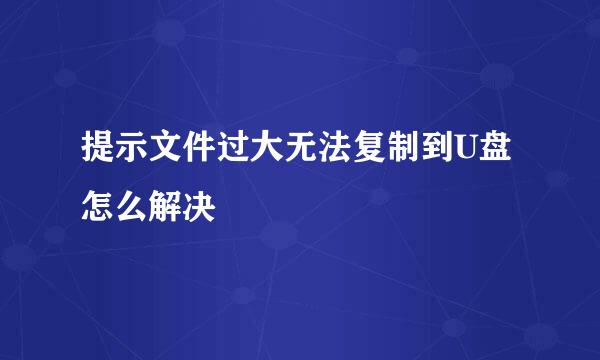 提示文件过大无法复制到U盘怎么解决