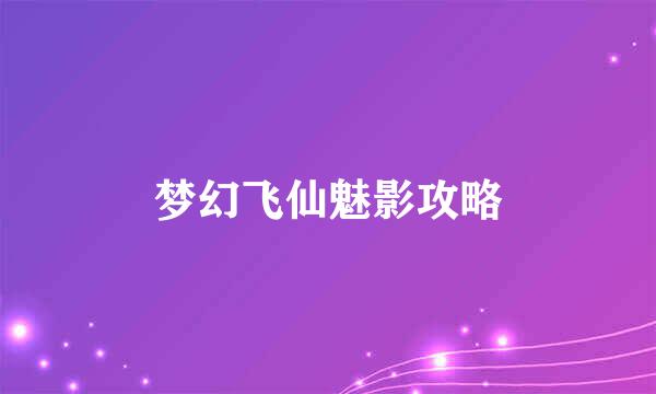 梦幻飞仙魅影攻略