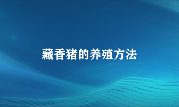 藏香猪的养殖方法