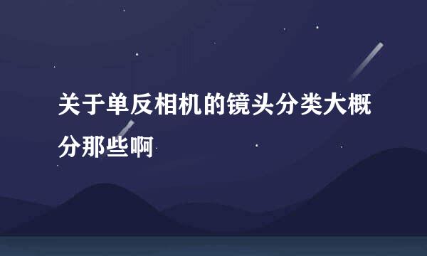 关于单反相机的镜头分类大概分那些啊