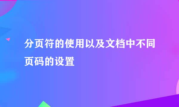 分页符的使用以及文档中不同页码的设置