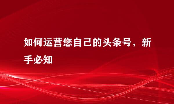 如何运营您自己的头条号，新手必知
