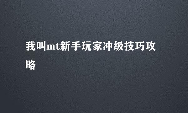 我叫mt新手玩家冲级技巧攻略