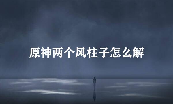原神两个风柱子怎么解