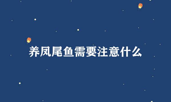 养凤尾鱼需要注意什么