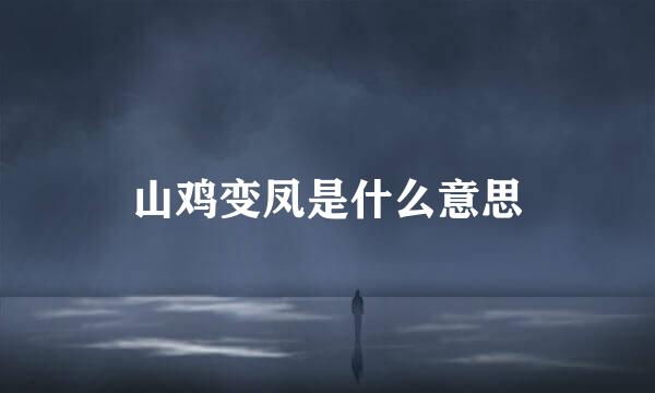 山鸡变凤是什么意思