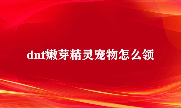 dnf嫩芽精灵宠物怎么领