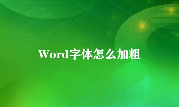 Word字体怎么加粗