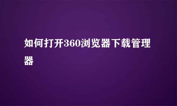 如何打开360浏览器下载管理器