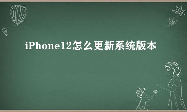 iPhone12怎么更新系统版本