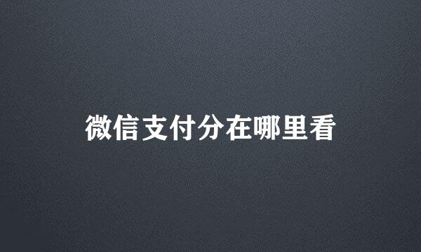 微信支付分在哪里看