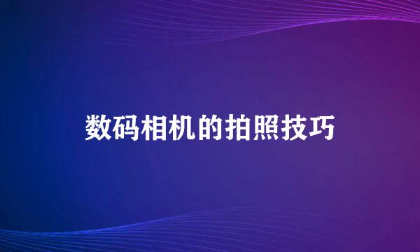 数码相机的拍照技巧
