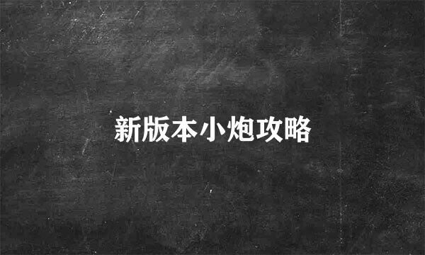 新版本小炮攻略