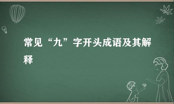 常见“九”字开头成语及其解释