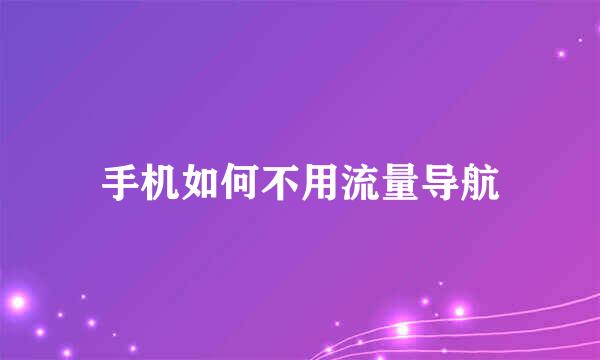 手机如何不用流量导航