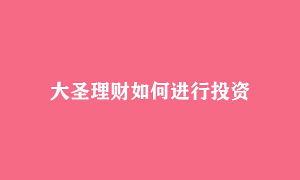 大圣理财如何进行投资