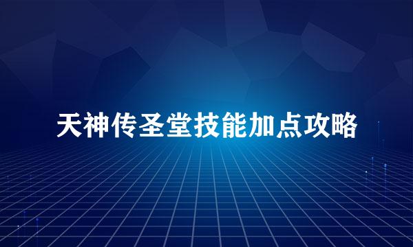 天神传圣堂技能加点攻略