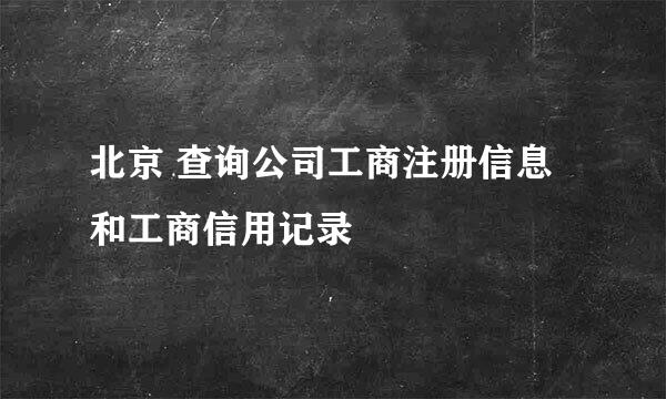 北京 查询公司工商注册信息和工商信用记录