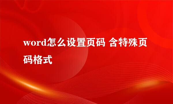 word怎么设置页码 含特殊页码格式